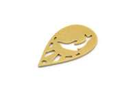 Brass Drop Charm, 12 Raw Brass Drop Charms With 1 Hole, Dolphin Charm, Findings (20.5x12x0.60mm) SMP0511