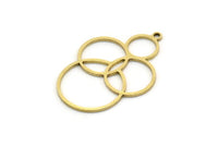 Brass Round Charm, 4 Raw Brass Round Charm With 1 Loop, Charm Pendants (30x21x0.80mm) SMP0692