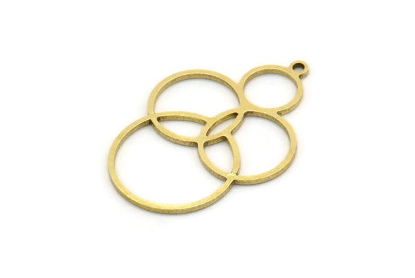 Brass Round Charm, 4 Raw Brass Round Charm With 1 Loop, Charm Pendants (30x21x0.80mm) SMP0692