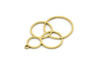 Brass Round Charm, 4 Raw Brass Round Charm With 1 Loop, Charm Pendants (30x21x0.80mm) SMP0692