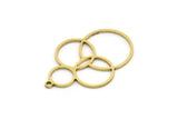 Brass Round Charm, 4 Raw Brass Round Charm With 1 Loop, Charm Pendants (30x21x0.80mm) SMP0692