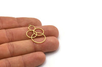Brass Round Charm, 4 Raw Brass Round Charm With 1 Loop, Charm Pendants (30x21x0.80mm) SMP0692
