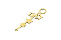 Brass Star Charm, 12 Raw Brass Star Charms With 1 Loop, Charm Pendants, Findings (36x12x0.60mm) SMP0695