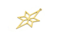 Brass Star Charm, 10 Raw Brass Pole Star Charms With 1 Loop, North Star Charms, Findings (33x18.5x0.60mm) SMP0696