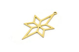 Brass Star Charm, 10 Raw Brass Pole Star Charms With 1 Loop, North Star Charms, Findings (33x18.5x0.60mm) SMP0696
