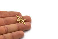 Brass Star Charm, 10 Raw Brass Pole Star Charms With 1 Loop, North Star Charms, Findings (33x18.5x0.60mm) SMP0696