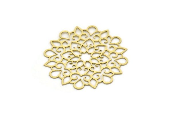 Brass Ethnic Charm, 2 Raw Brass Ethnic Motif Shaped Charms, Earring Charms (45x44x0.60mm) SMP0697