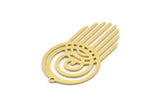 Brass Round Charm, 6 Raw Brass Round Charms With 1 Loop, Fringed Charms, Findings (36x20.5x0.60mm) SMP0518