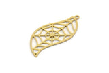 Brass Spider Web Charm, 6 Raw Brass Spider Web Charms With 1 Loop, Charm Pendants, Findings (34x15x0.60mm) SMP0519