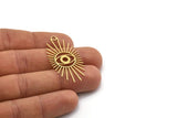 Brass Eye Charm, 6 Raw Brass Eye And Sun Shaped Charms With 1 Loop, Earring Charms (43x22x0.80mm) SMP0701