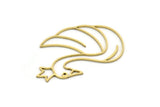 Brass Swan Charm, 4 Raw Brass Swan Shaped Charms, Findings (42x27x0.80mm) SMP0702