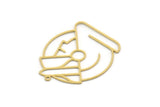 Brass Astronaut Charm, 2 Raw Brass Astronaut Shaped Charms With 1 Loop, Charm Findings (33.5x28x0.60mm) SMP0523