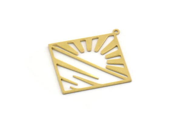 Brass Sun Charm, 4 Raw Brass Rising Sun Charms With 1 Loop, Sea Charms, Earring Findings (37x34x0.60mm) SMP0526