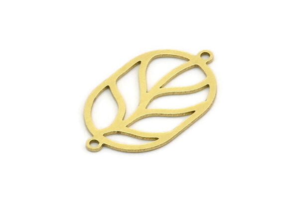 Brass Oval Charm, 8 Raw Brass Oval Charms With 2 Loops, Earring Charms, Connectors, Findings (26x15x0.60mm) SMP0706