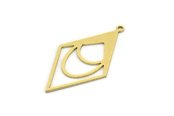Brass Diamond Charm, 8 Raw Brass Diamond Shaped Charms With 1 Loop, Pendant Findings (33x18x0.60mm) SMP0707