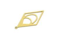 Brass Diamond Charm, 8 Raw Brass Diamond Shaped Charms With 1 Loop, Pendant Findings (33x18x0.60mm) SMP0707