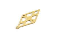 Brass Diamond Charm, 12 Raw Brass Diamond Shaped Charms With 1 Loop, Findings (25x12x0.60mm) SMP0532