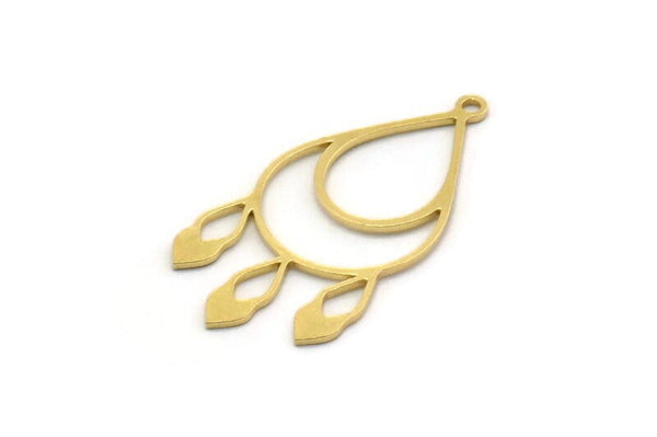 Brass Drop Charm, 8 Raw Brass Drop Shaped Charms With 1 Loop, Findings (30x15x0.60mm) SMP0533