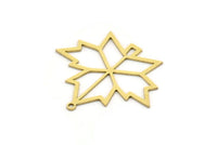 Brass Leaf Charm, 6 Raw Brass Plane Tree Leaf Charms With 1 Loop, Findings (27.5x31.5x0.60mm) SMP0712