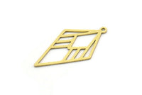 Brass Diamond Charm, 10 Raw Brass Diamond Shaped Charms With 1 Loop, Pendant Findings (28x15x0.60mm) SMP0713