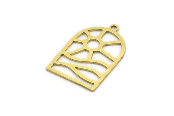 Brass Sun Charm, 8 Raw Brass Rising Sun Shaped Charms With 1 Loop, Earring Findings (22x14.5x0.60mm) SMP0715