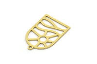 Brass Sun Charm, 8 Raw Brass Rising Sun Shaped Charms With 1 Loop, Earring Findings (22x14.5x0.60mm) SMP0715