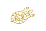 Brass Round Charm, 2 Raw Brass Round Charms With 3 Loops, Fringed Charms, Eye Findings (45x28x0.60mm) SMP0716