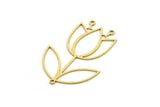 Brass Tulip Charm, 4 Raw Brass Tulip Charms With 3 Loops, Pendant Charms, Findings (41x28x0.60mm) SMP0718
