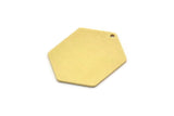 Brass Hexagon Charm, 6 Raw Brass Hexagon Charms With 1 Hole, Findings (25x19x0.80mm) SMP0721