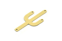 Brass Cactus Charm, 10 Raw Brass Cactus Charms With 4 Holes, Findings (36x16x0.60mm) SMP0723