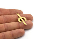 Brass Cactus Charm, 10 Raw Brass Cactus Charms With 4 Holes, Findings (36x16x0.60mm) SMP0723