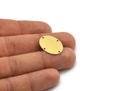 Brass Oval Charm, 6 Raw Brass Oval Charms With 4 Holes, Charms, Findings (22x17x0.80mm) SMP0724