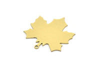 Brass Leaf Charm, 6 Raw Brass Plane Tree Leaf Charms With 1 Loop, Findings (27x25x0.60mm) SMP0725