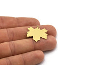 Brass Leaf Charm, 6 Raw Brass Plane Tree Leaf Charms With 1 Loop, Findings (27x25x0.60mm) SMP0725