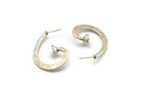 Earring Studs, 2 Antique Silver Plated Brass - Irregular Shaped Stud Earrings With Pad For 7mm Stone (38x26x1.6mm) N2420 H0451