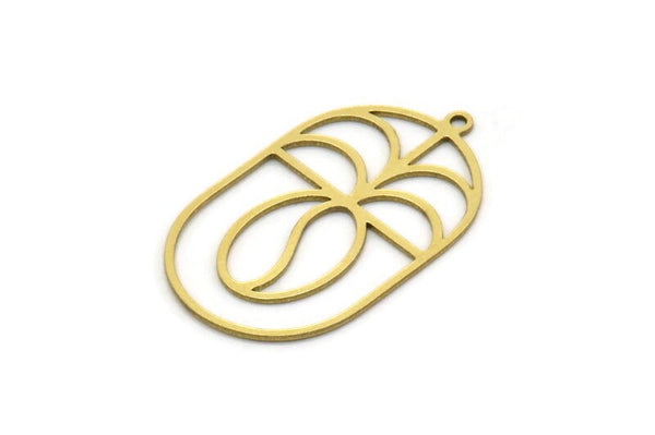 Brass Oval Charm, 4 Raw Brass Oval Charms With 1 Loop, Earring Charms (31x19x0.60mm) SMP0536