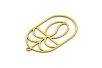 Brass Oval Charm, 4 Raw Brass Oval Charms With 1 Loop, Earring Charms (31x19x0.60mm) SMP0536