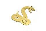 Brass Snake Charm, 4 Raw Brass Snake Charms With 1 Loop, Pendants, Findings (39x32x0.60mm) SMP0537