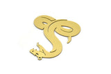 Brass Snake Charm, 4 Raw Brass Snake Charms With 1 Loop, Pendants, Findings (39x32x0.60mm) SMP0537