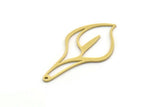 Brass Flower Charm, 4 Raw Brass Lily Flower Charms With 1 Hole, Charm Pendants, Findings (39x19x0.80mm) SMP0544