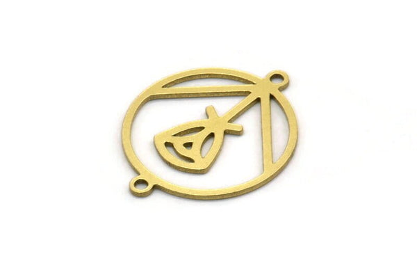 Brass Round Charm, 8 Raw Brass Round Shaped Charms With 2 Loops, Pendants, Findings (22x18x0.60mm) SMP0545