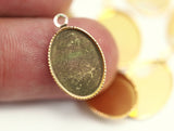 10 Vintage Raw Brass Pendant Setting With 15x11 Mm Cameo Base G405 B-14