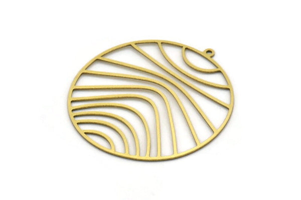 Brass Round Charm, 2 Raw Brass Round Shaped Charms With 1 Loop, Charm Pendants (38.5x36x0.60mm) SMP0551