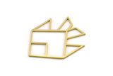 Brass Charm, 4 Raw Brass, Charm Pendants, Findings, Brass Charms (33x27x0.80mm) SMP0555