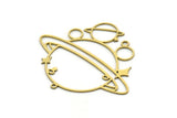 Brass Saturn Charm, 2 Raw Brass Saturn Shaped Charms With 1 Loop, Pendants, Planet Findings (42x47x0.60mm) SMP0560