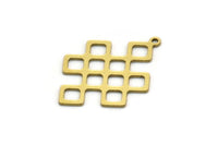 Brass Ethnic Charm, 10 Raw Brass Ethnic Motif Charms With 1 Loop, Earring Charms (26x18x0.60mm) SMP0565
