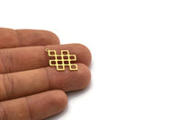 Brass Ethnic Charm, 10 Raw Brass Ethnic Motif Charms With 1 Loop, Earring Charms (26x18x0.60mm) SMP0565