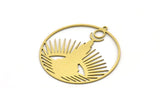 Brass Round Charm, 2 Raw Brass Round Shaped Charm With 1 Loop, Charm Pendants (40x38x0.60mm) SMP0569