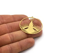 Brass Round Charm, 2 Raw Brass Round Shaped Charm With 1 Loop, Charm Pendants (40x38x0.60mm) SMP0569