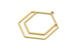 Brass Hexagon Charm, 4 Raw Brass Hexagon Shaped Charms With 1 Loop, Earring Findings, Geometric Charms (33.5x27.5x0.80mm) SMP0575